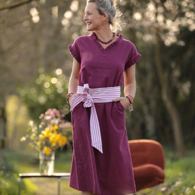 Quintessence - Ceinture Anita - coton rayé figue