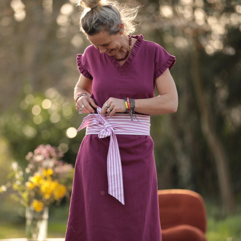 ceinture anita coton raye figue 7475697 Quintessence - Ceinture Anita - coton rayé figue