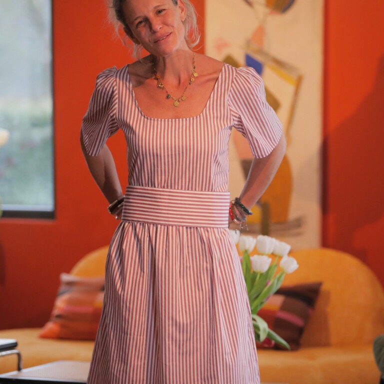 Quintessence - Ceinture Anita coton rayé framboise