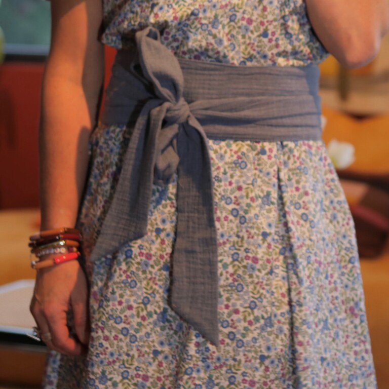Quintessence - Ceinture Anita double gaze de coton bleu doux chiné