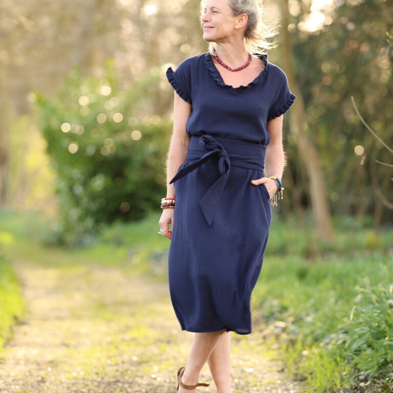 Quintessence - Ceinture Anita - Double gaze de coton bleu nuit