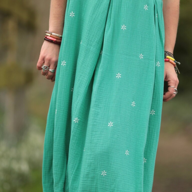Meta SS25 - Ceinture Anita - Double gaze de coton brodée vert pep's