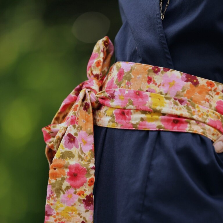 Quintessence - Ceinture Anita Double gaze de coton "Fleurs en feu"