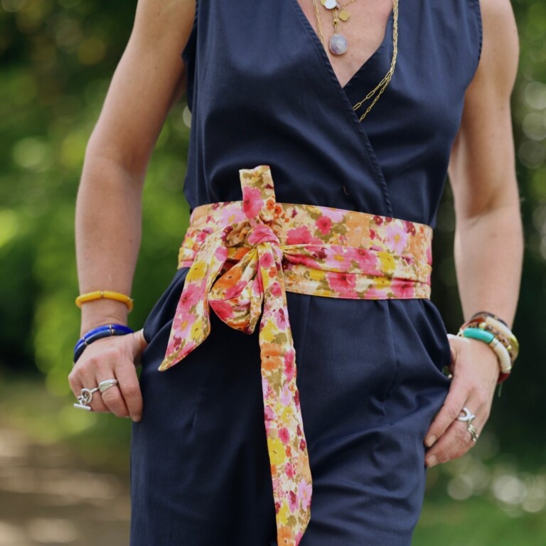 Quintessence - Ceinture Anita Double gaze de coton "Fleurs en feu"