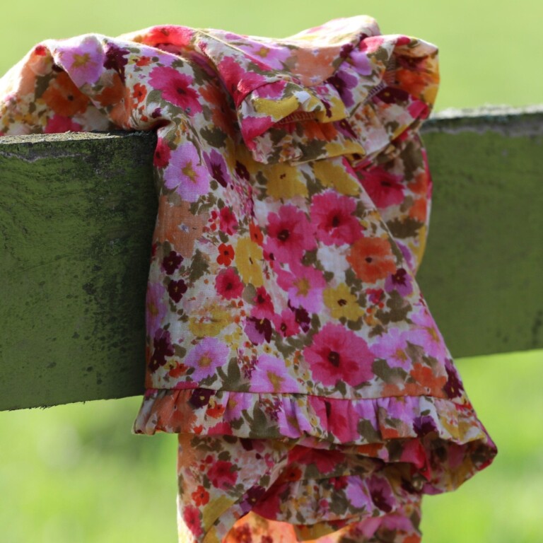 Quintessence - Ceinture Anita Double gaze de coton "Fleurs en feu"