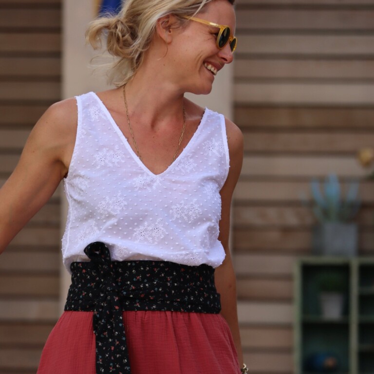 Quintessence - Ceinture Anita Double gaze de coton imprimé fleurs du soir