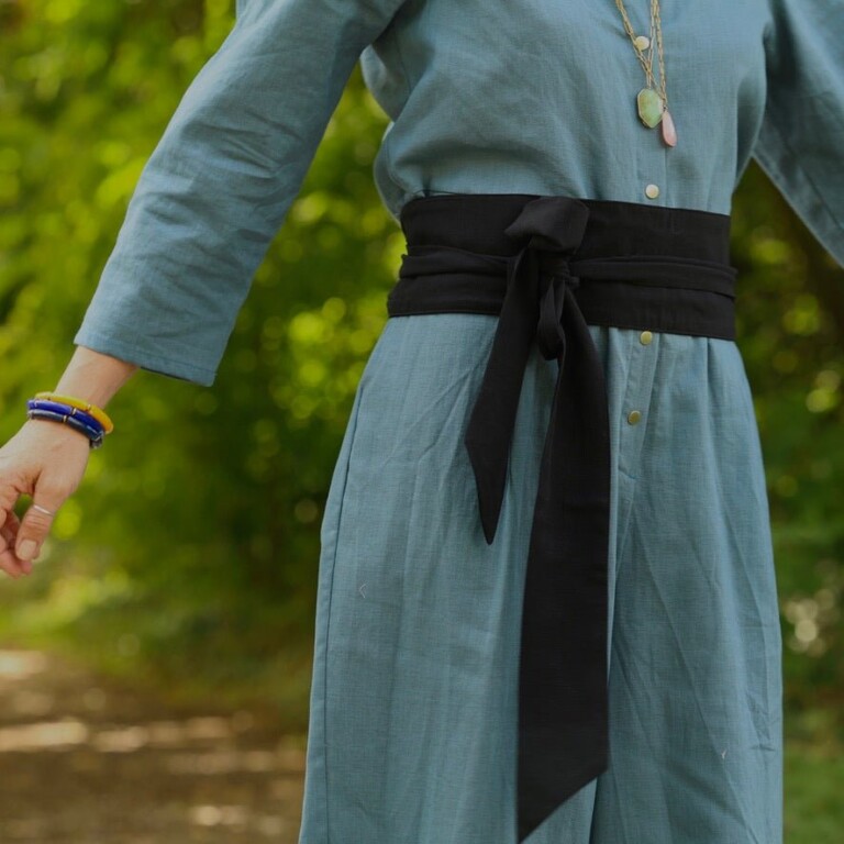 Quintessence - Ceinture Anita en viscose lin noir