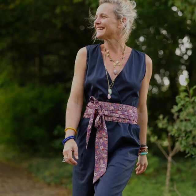 Quintessence - Ceinture Anita Fleurs d'aubergine