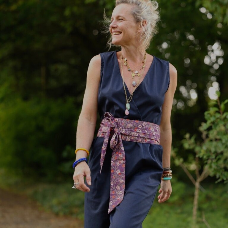 Quintessence - Ceinture Anita Fleurs d'aubergine