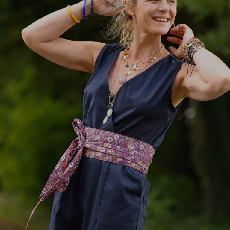 Quintessence - Ceinture Anita Fleurs d'aubergine