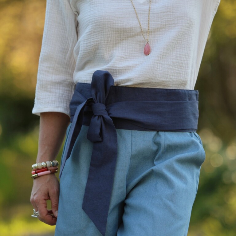 Quintessence - Ceinture Anita – Lin bleu jeans