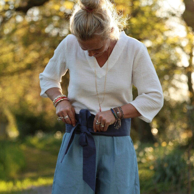 Quintessence - Ceinture Anita – Lin bleu jeans