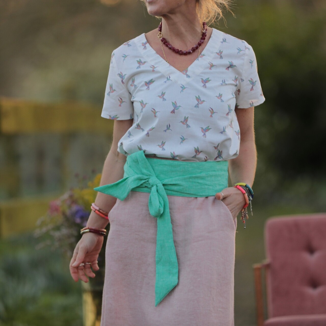 ceinture anita lin chine vert peps 4230980 Quintessence - Ceinture Anita - lin chiné vert pep's