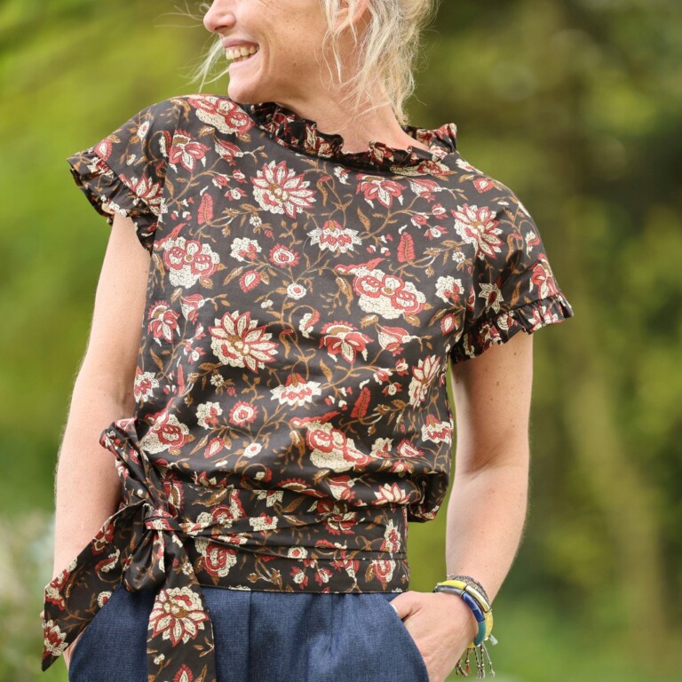 Quintessence - Ceinture Anita – Voile de coton nuit fleurie