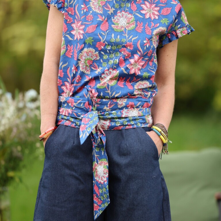 Quintessence - Ceinture Anita – Voile de coton rosée bleue