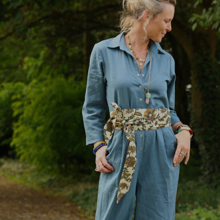 Quintessence - Ceinture Anita – Voile de coton sauge fleurie
