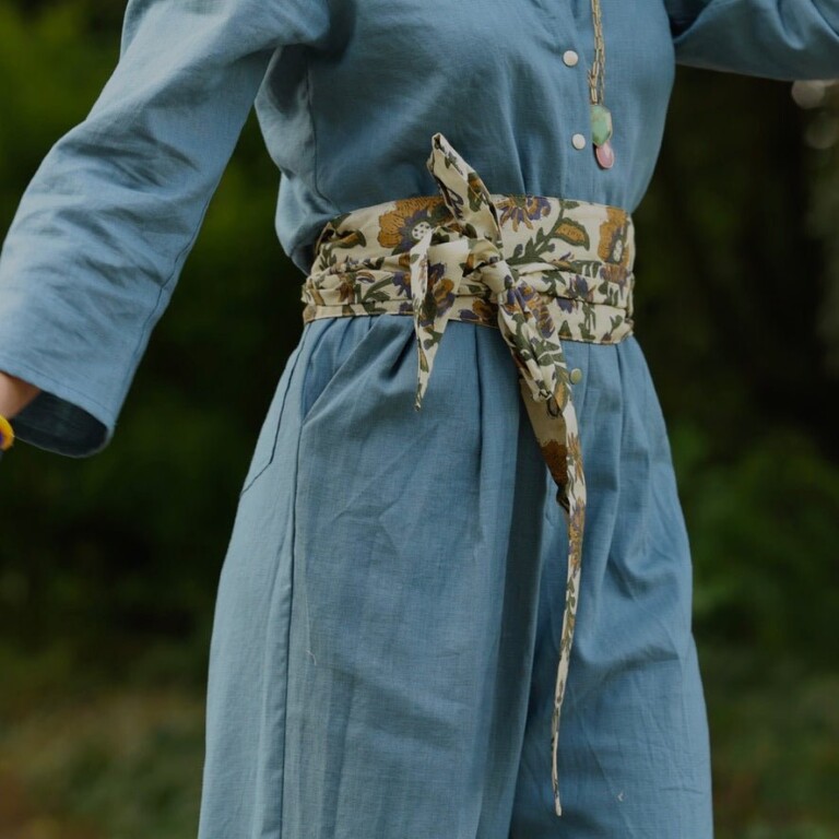 Quintessence - Ceinture Anita – Voile de coton sauge fleurie