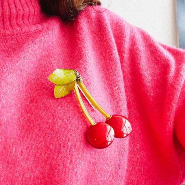 Ciléa Bijoux - Broche fruit Cerise - Grand