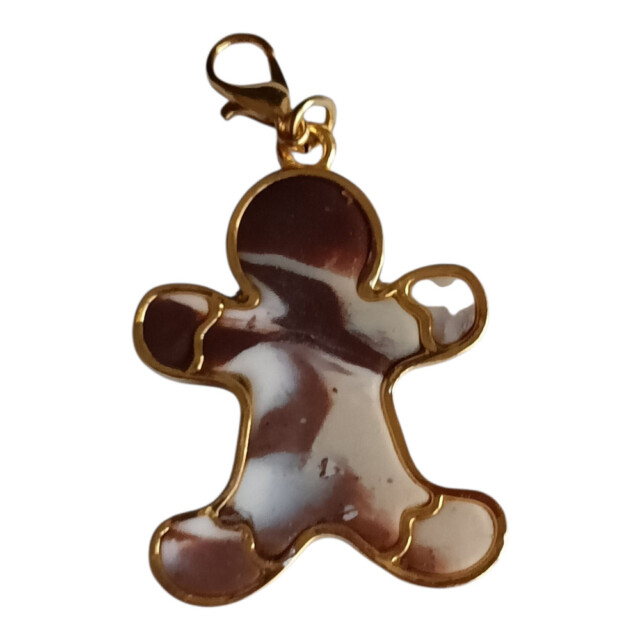 L’Atelier de Patricia - Charm Bonhomme Pain d’Épice Marbré Choco-Vanille Doré – Marron clair