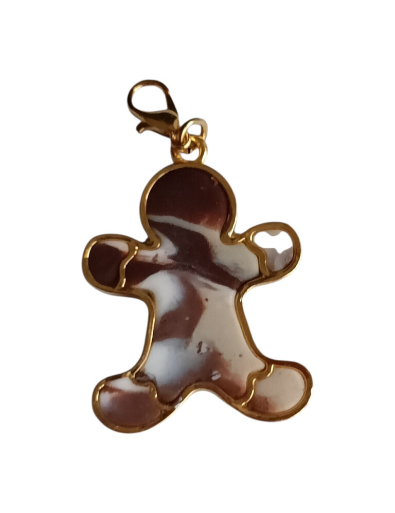 L’Atelier de Patricia - Charm Bonhomme Pain d’Épice Marbré Choco-Vanille Doré – Marron clair