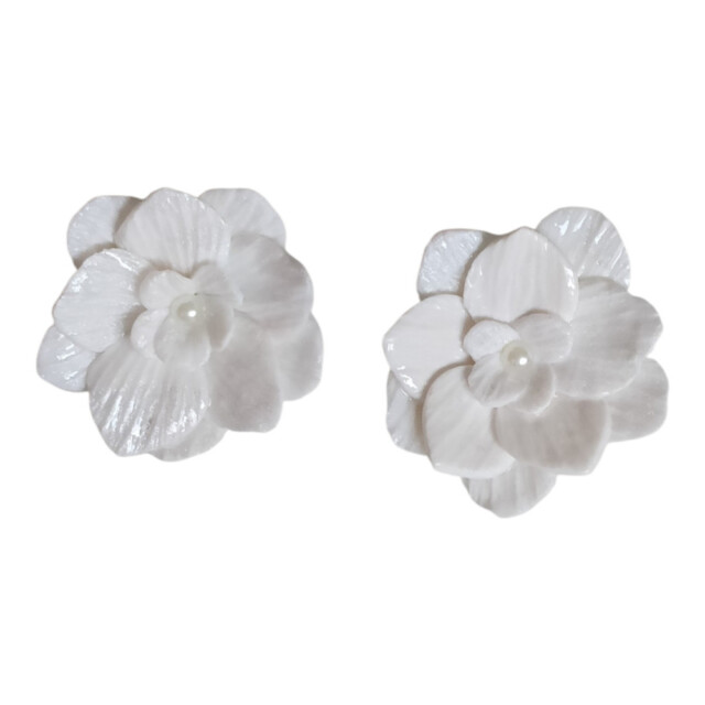 L’Atelier de Patricia - Clip fleur blanche – Robe de mariée – Blanc