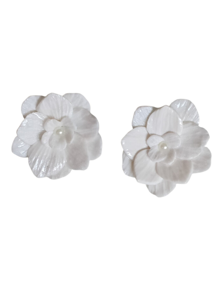 L’Atelier de Patricia - Clip fleur blanche – Robe de mariée – Blanc