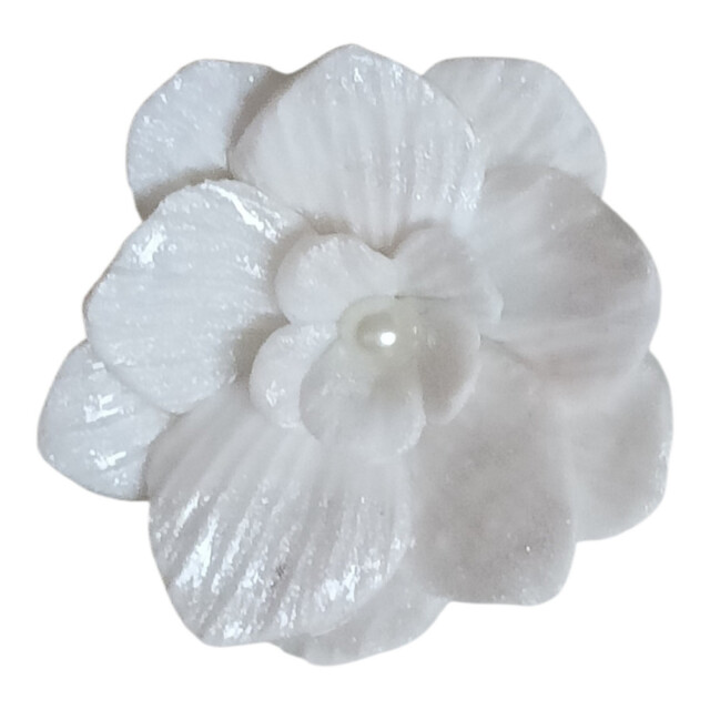 L’Atelier de Patricia - Clip fleur blanche – Robe de mariée – Blanc