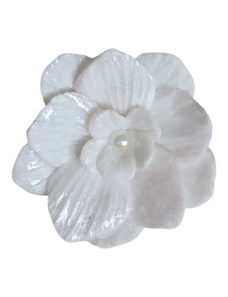 L’Atelier de Patricia - Clip fleur blanche – Robe de mariée – Blanc
