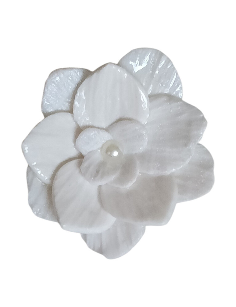 L’Atelier de Patricia - Clip fleur blanche – Robe de mariée – Blanc