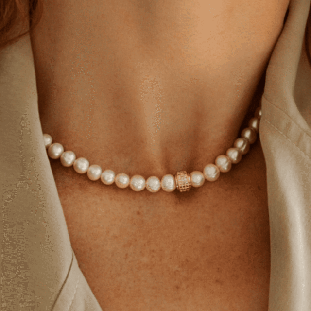 NEIJE - Parure Collier & Bracelet Perles de Culture - Belle du Seigneur – L (poignet de 17 à 19 cm) / 50 cm + extension de 5 cm