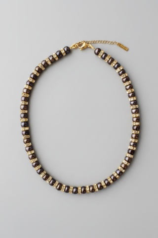 Collier Madame Bovary Perles de Culture Noires avec Diamants par la marque NEIJE NEIJE - Collier Madame Bovary Perles de Culture Noires avec Diamants
