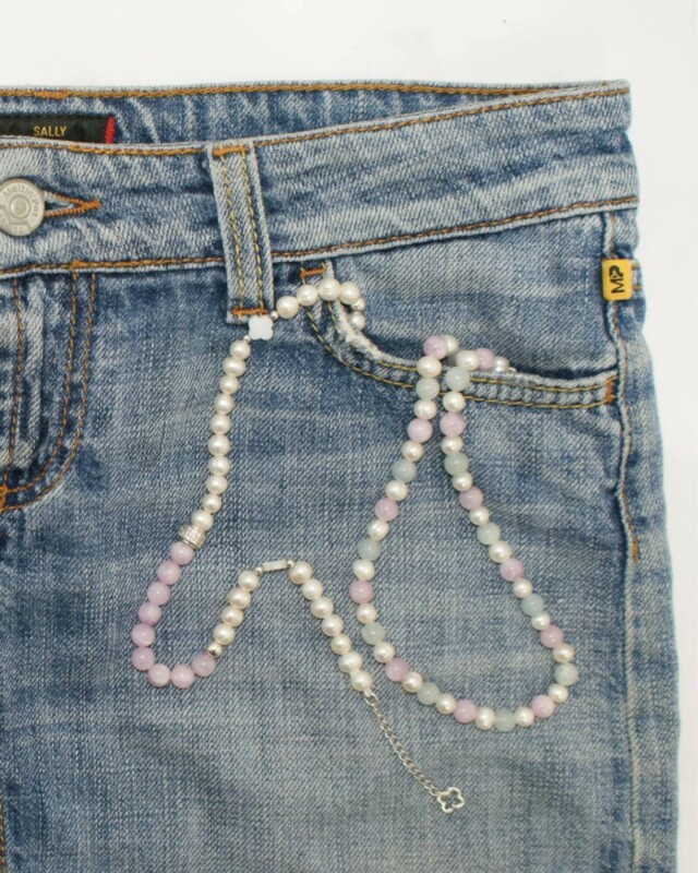 NEIJE - Collier Candy Perles d'eau douce Aigue Marine et Kunzite – 50 cm + extension de 5 cm