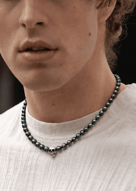 NEIJE - Collier Rebel Perles d’eau douce Noires et Argent 925