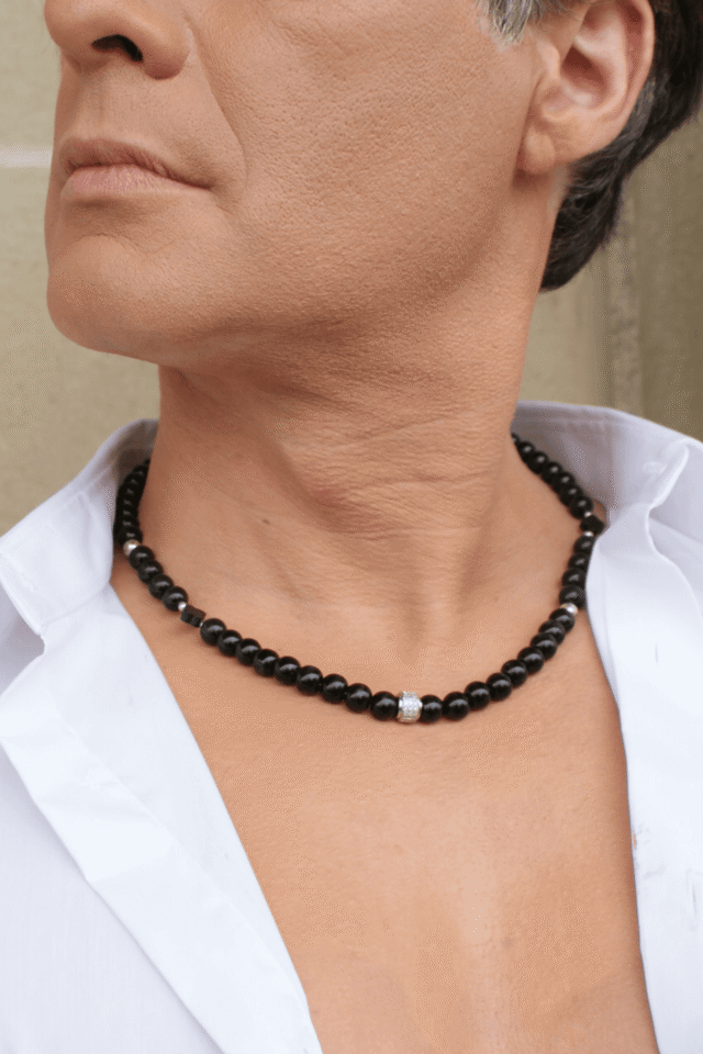 NEIJE - Collier Iconic Onyx et Argent 925 – 50 cm + extension de 5 cm