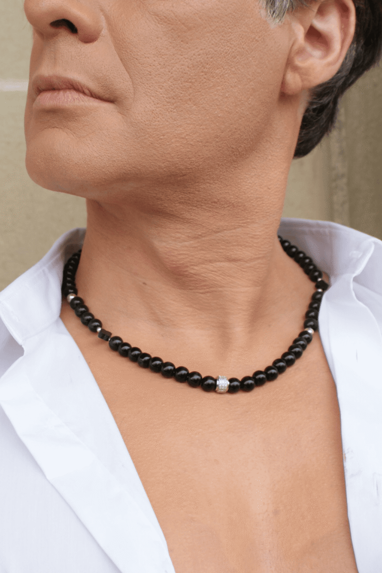 NEIJE - Collier Iconic Onyx et Argent 925 – 50 cm + extension de 5 cm
