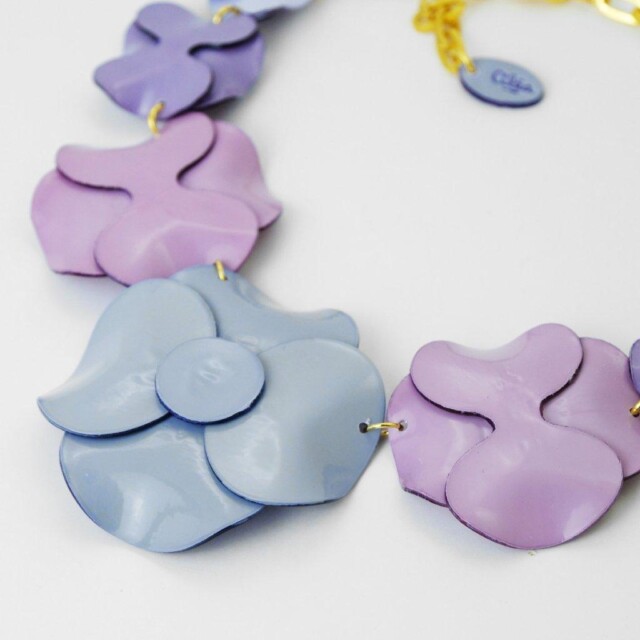 Ciléa Paris - Collier enmaillé 7 fleurs Anémone - Grand – Citron