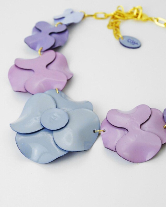 Ciléa Paris - Collier enmaillé 7 fleurs Anémone - Grand – Citron