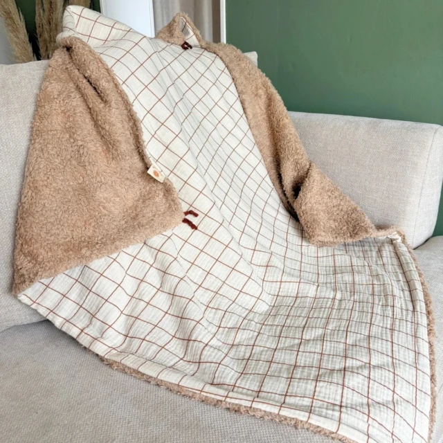 petitpote - Couverture naissance chaude - Coton – Ecru / 100x100 cm