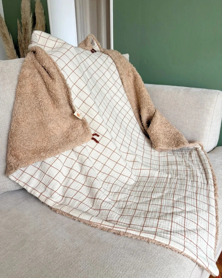 petitpote - Couverture naissance chaude - Coton – Ecru / 100x100 cm