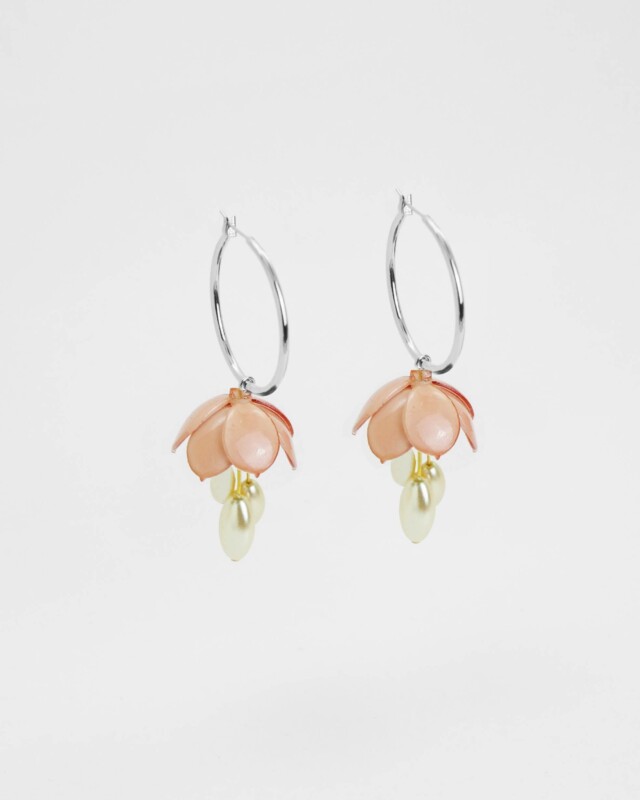 Ciléa Paris - Créoles Cécile avec perles – Blush / Petite argent