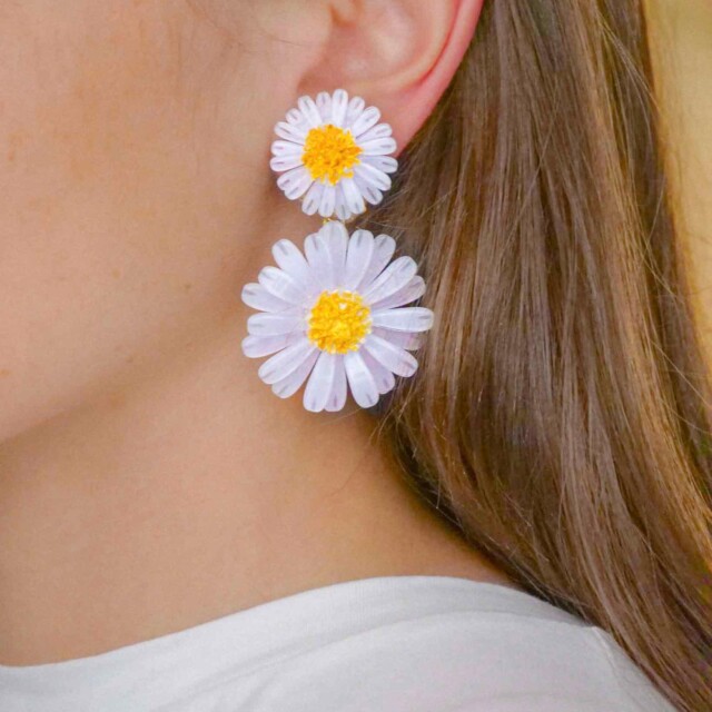 Ciléa Paris - Boucle d'oreille pendantes Daisy - Petit – Tige (Oreilles percées)