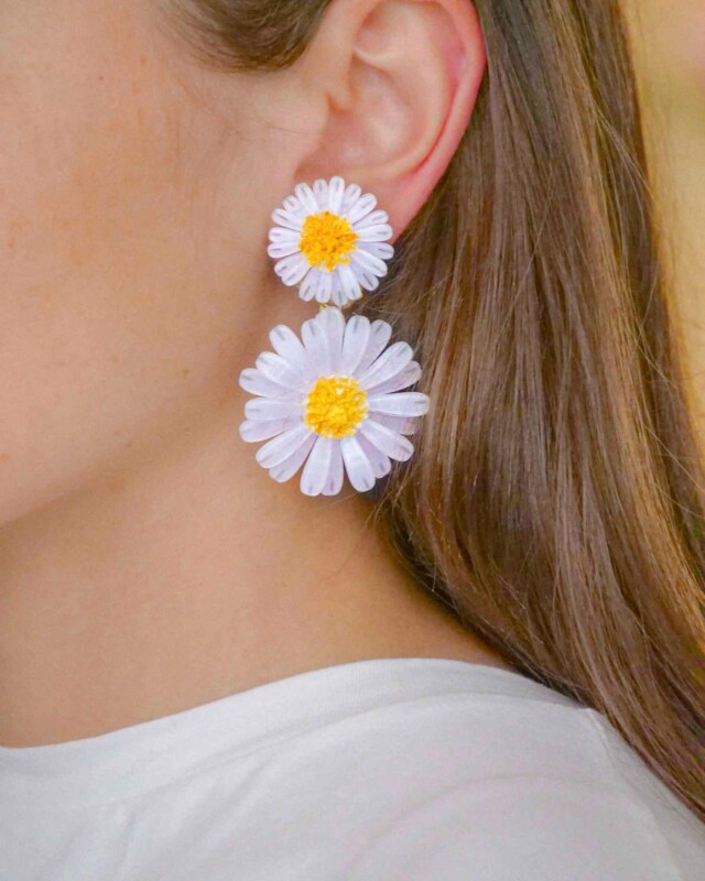 Ciléa Paris - Boucle d'oreille pendantes Daisy - Petit – Tige (Oreilles percées)