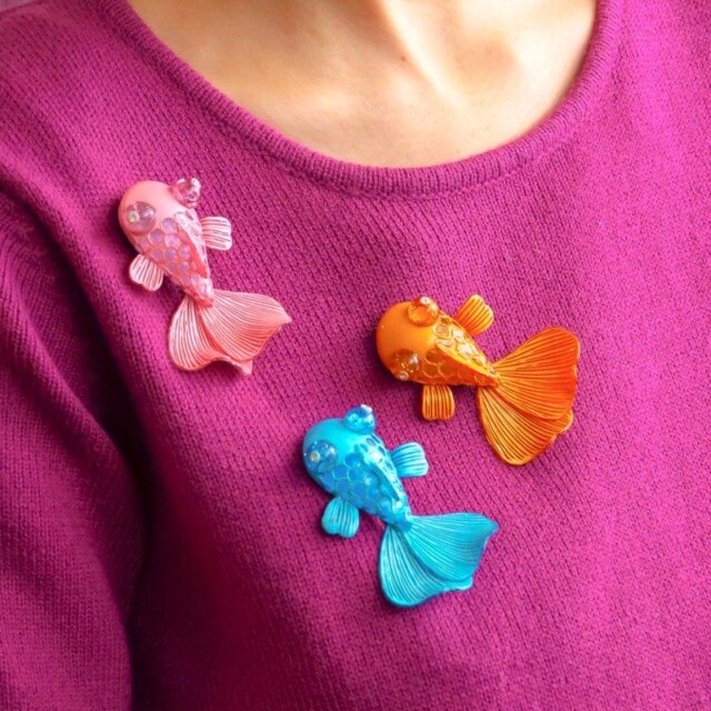 Ciléa Paris - Broche Koï Poisson – Turquoise clair
