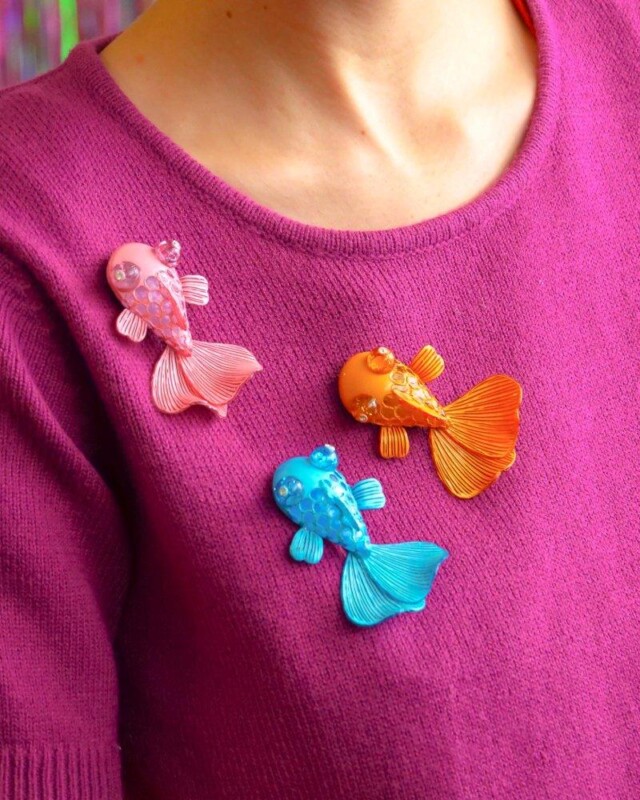 Ciléa Paris - Broche Koï Poisson – Turquoise clair
