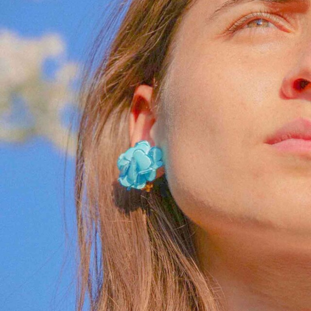 Ciléa Paris - Boucle d'oreille Géranium - Petit – Bleuet / Dormeuse (Oreilles percées)