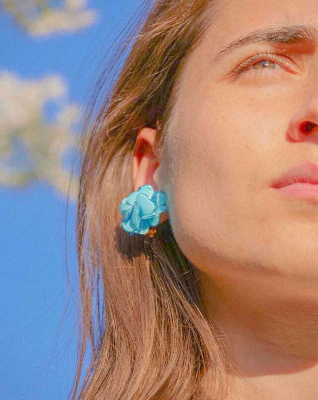 Ciléa Paris - Boucle d'oreille Géranium - Petit – Bleuet / Dormeuse (Oreilles percées)