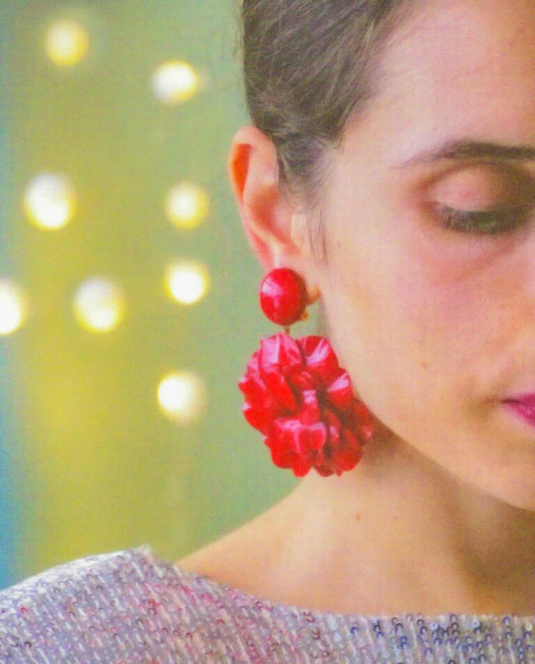 Ciléa Paris - Boucles d'oreilles pendantes Géranium - Maxi – Tige (Oreilles percées)
