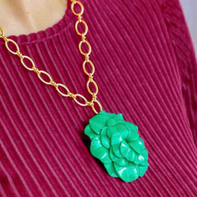 Ciléa Paris - Pendentif Géranium - Maxi – Rouge / Je ne veux pas la chaîne