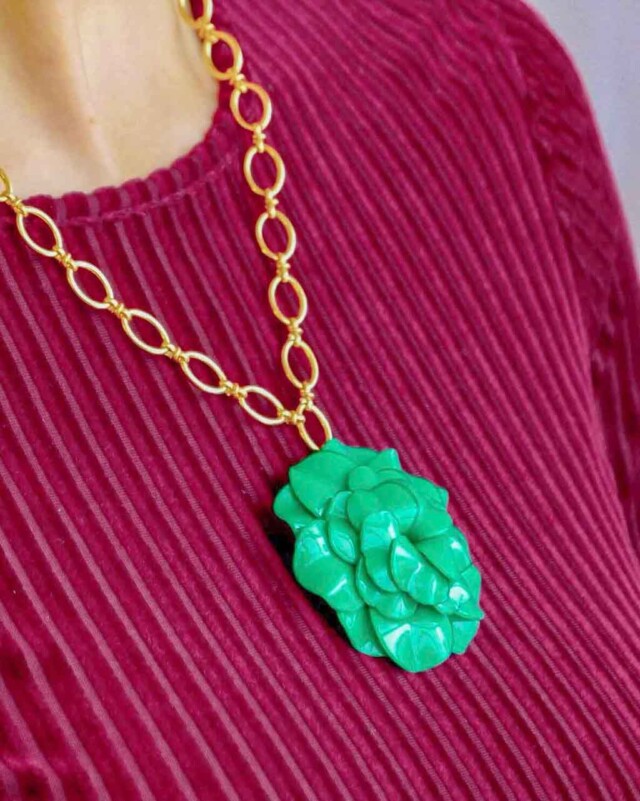 Ciléa Paris - Pendentif Géranium - Maxi – Rouge / Je ne veux pas la chaîne