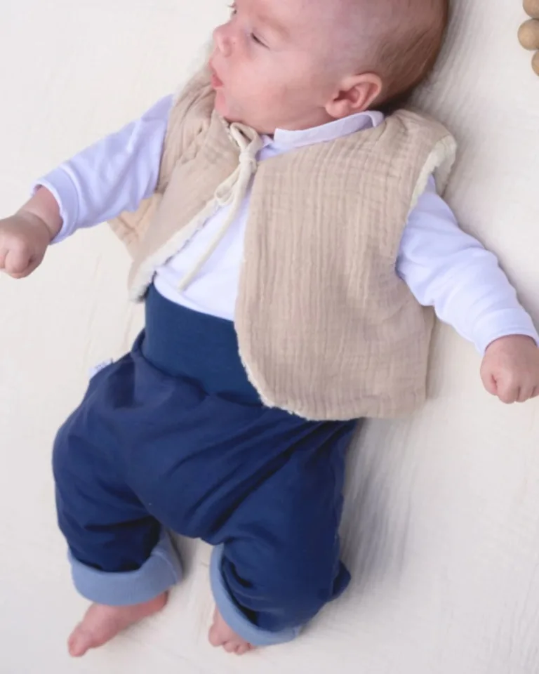 Petit Pote - Gilet sans manches réversible / Coton bio – 3-4 ans / Ecru